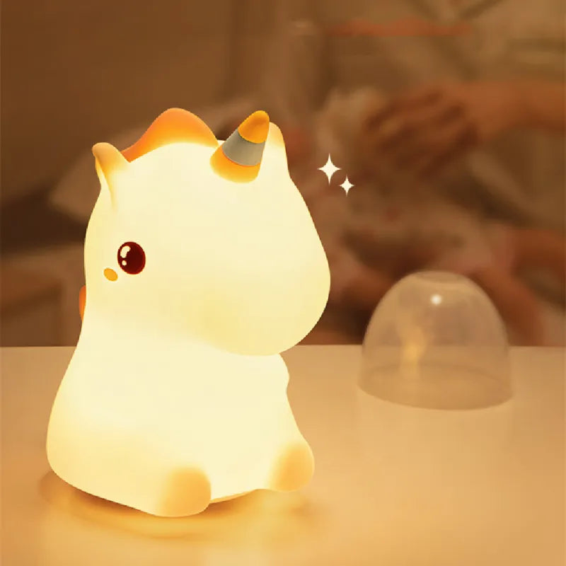 Cute Unicorn Silicone Pat Night Light