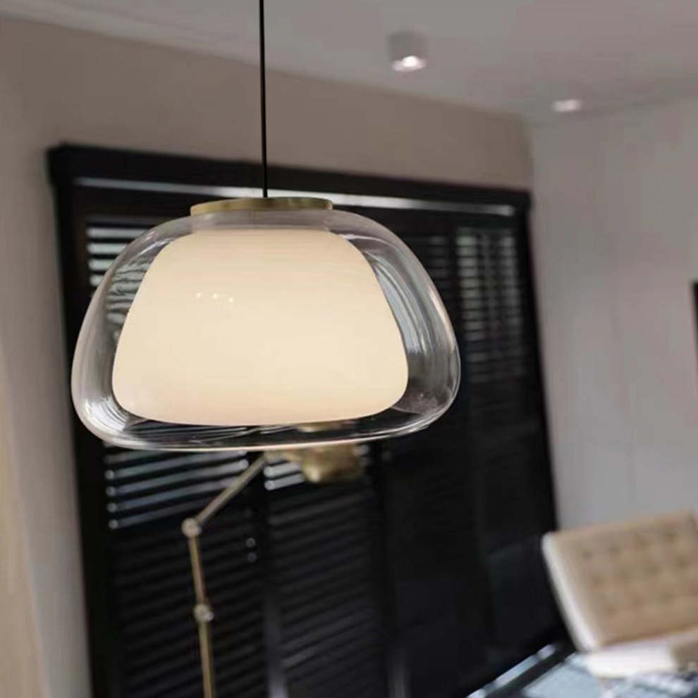 LUNARIA Hanglamp – Witte Glazen Bol met Diffuser – Elegant Design & E27 Fitting