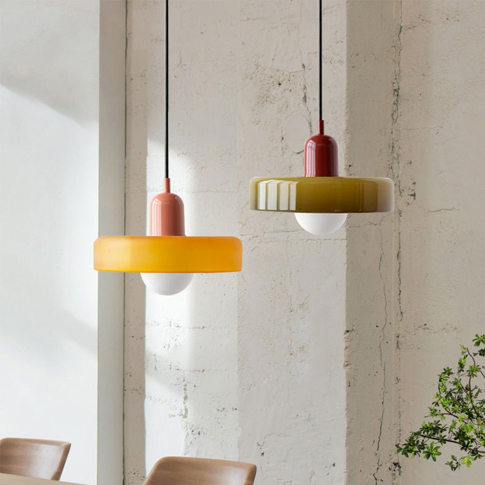 ColorLume | Geometrische Bauhaus Plafondlamp – Glazen Designlamp met Kleurrijke Accenten