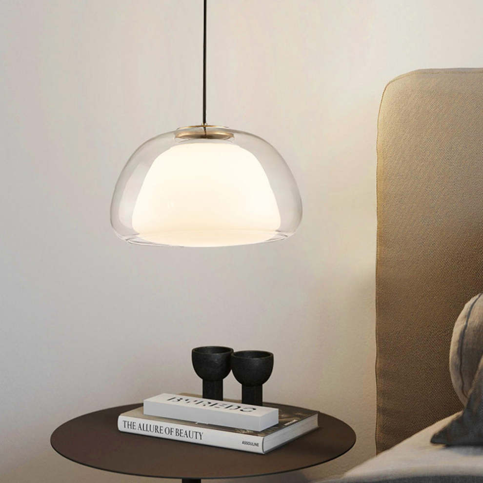 LUNARIA Hanglamp – Witte Glazen Bol met Diffuser – Elegant Design & E27 Fitting