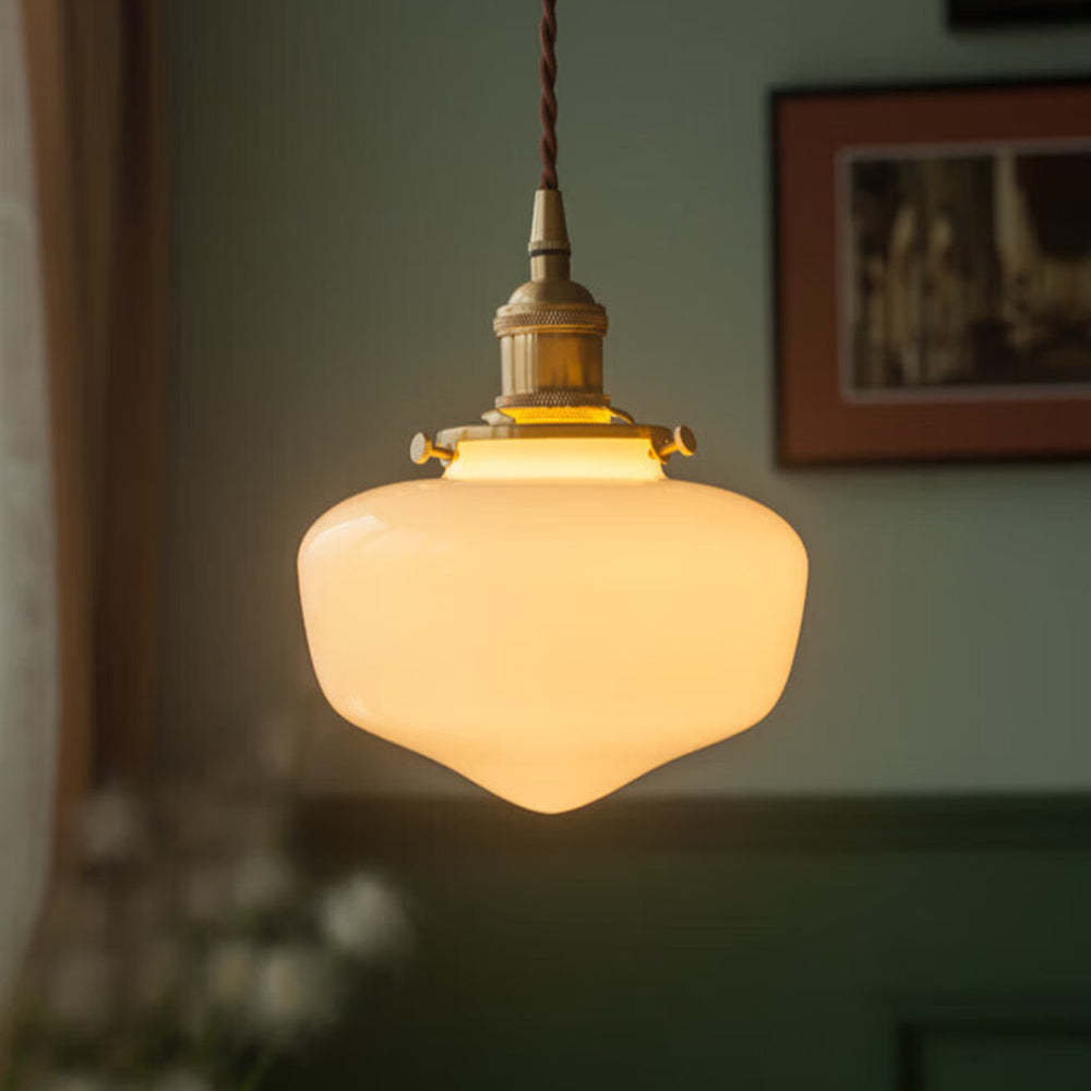 VINTORA Hanglamp – Vintage Messing Lantaarn met Glazen Kap – E26/E27 Fitting