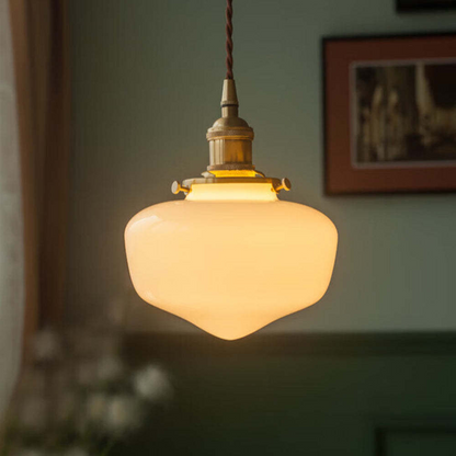 VINTORA Hanglamp – Vintage Messing Lantaarn met Glazen Kap – E26/E27 Fitting