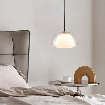 LUNARIA Hanglamp – Witte Glazen Bol met Diffuser – Elegant Design & E27 Fitting