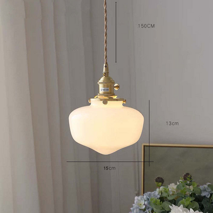 VINTORA Hanglamp – Vintage Messing Lantaarn met Glazen Kap – E26/E27 Fitting
