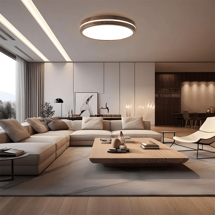 Ronde Houten Plafondlamp