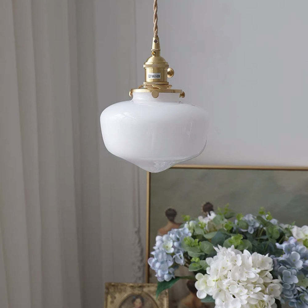 VINTORA Hanglamp – Vintage Messing Lantaarn met Glazen Kap – E26/E27 Fitting