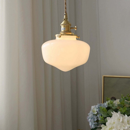 VINTORA Hanglamp – Vintage Messing Lantaarn met Glazen Kap – E26/E27 Fitting