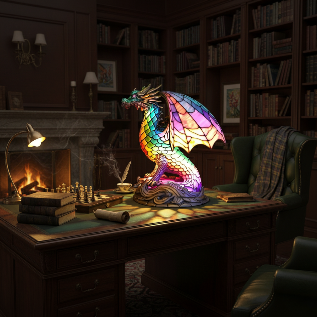 Glass Enchanted Dragon Lamp