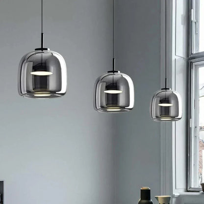 NORULA Glazen Hanglamp – Scandinavisch Design met Zwarte Afwerking & E27 Fitting