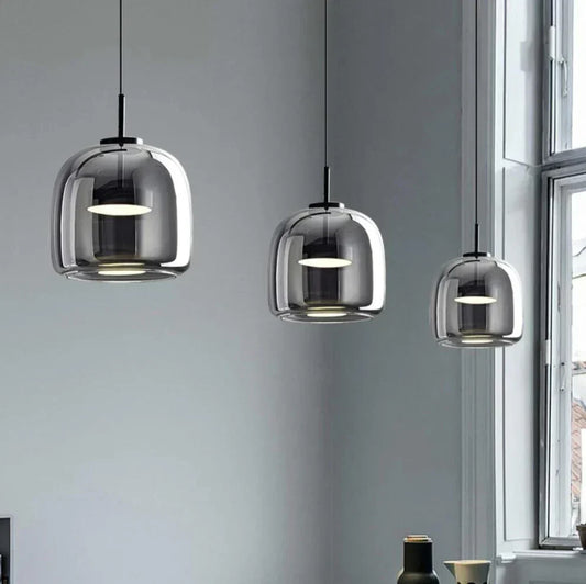 NORULA Glazen Hanglamp – Scandinavisch Design met Zwarte Afwerking & E27 Fitting