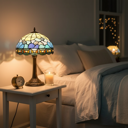 Vibrant Rose-Inspired Stained Glass Lamp