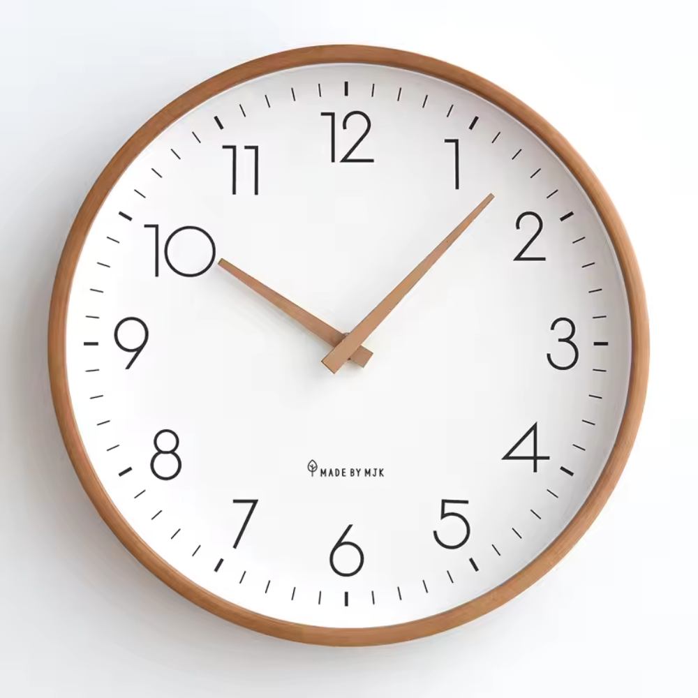 Moderne Houten Wandklok Massief Hout Ontwerp