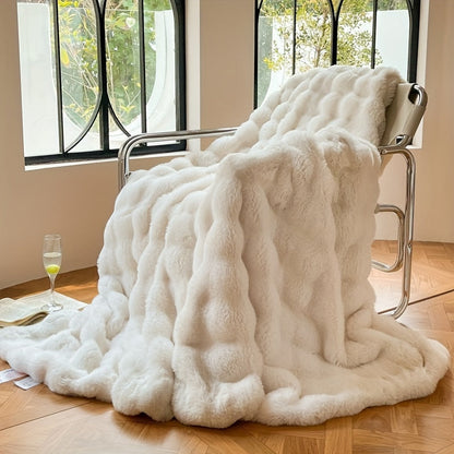 Faux Konijnenbont Bubbel Fleece Deken - Luxe Zachte Fleece Deken