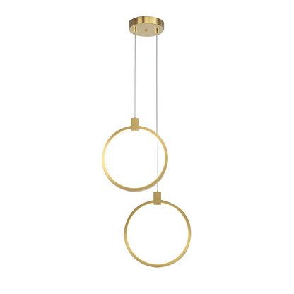 SOLVARÉ Hanglamp | Dubbele Ringen in Goudkleurig Messing | LED Verlichting
