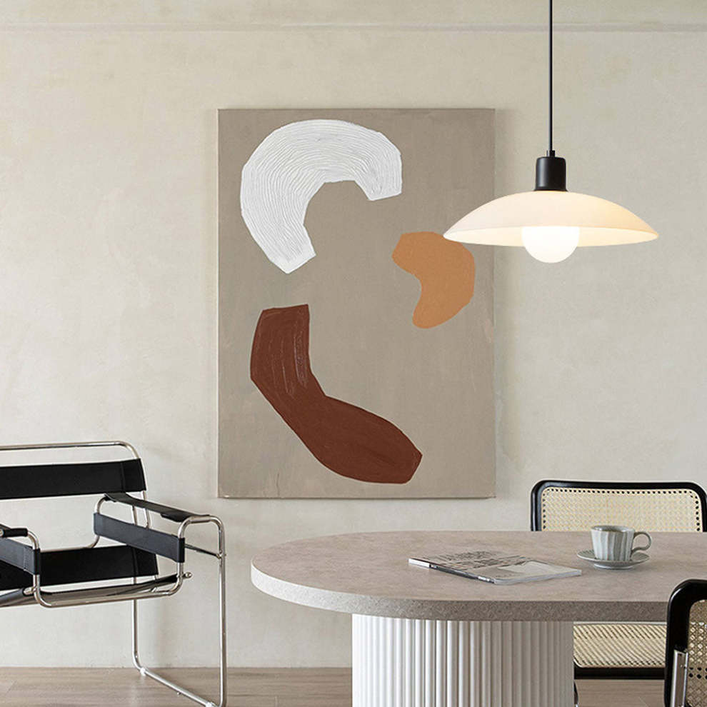 VELLUNO Hanglamp – Minimalistische Witte Glazen Schijf – E27 Fitting in 3 Formaten