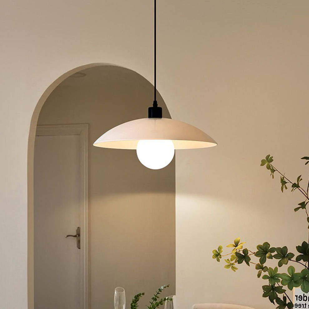 VELLUNO Hanglamp – Minimalistische Witte Glazen Schijf – E27 Fitting in 3 Formaten
