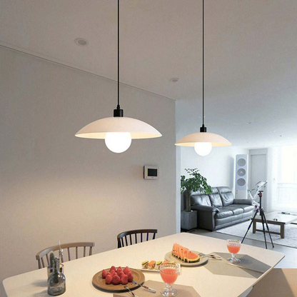 VELLUNO Hanglamp – Minimalistische Witte Glazen Schijf – E27 Fitting in 3 Formaten