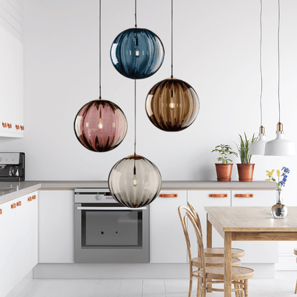 SOLENZA Glazen Bol Hanglamp – Warme Sfeerverlichting met Kristalaccenten