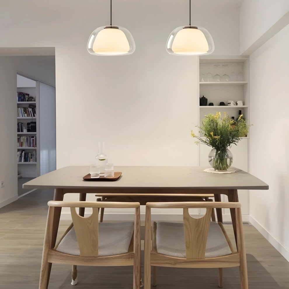 LUNARIA Hanglamp – Witte Glazen Bol met Diffuser – Elegant Design & E27 Fitting