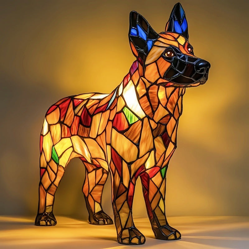 Enchanted Hound Stained Glass Table Lamp