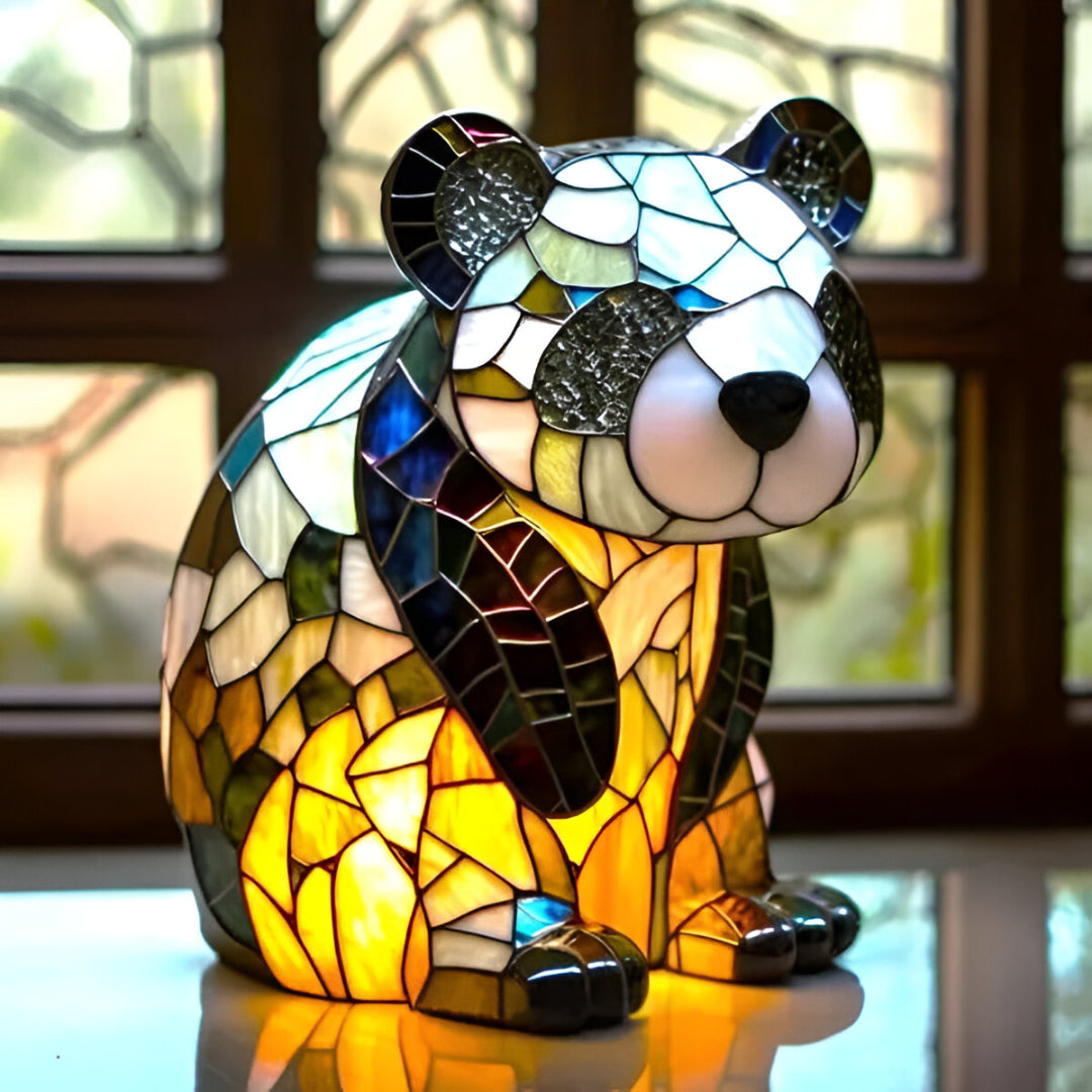 Enchanting Panda Stained Glass Lamp