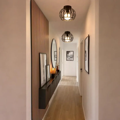 Aurub | Industriële Plafondlamp Zwart met Gouden Accenten – Moderne Plafonnière voor Slaapkamer, Gang & Badkamer