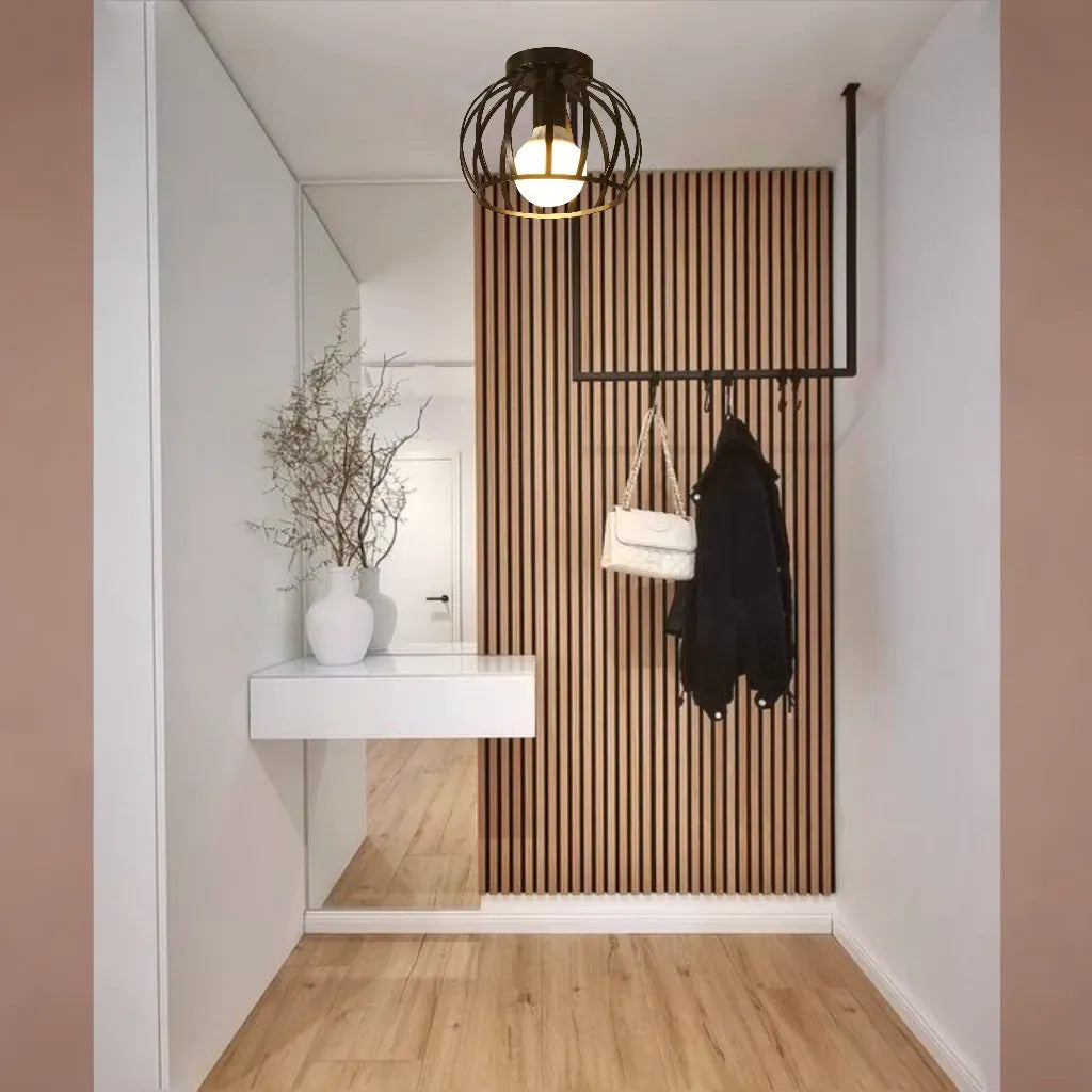 Aurub | Industriële Plafondlamp Zwart met Gouden Accenten – Moderne Plafonnière voor Slaapkamer, Gang & Badkamer