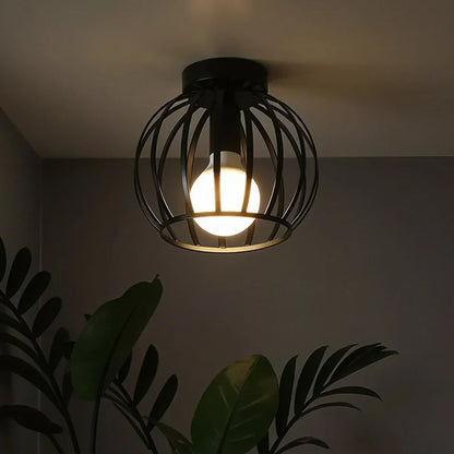 Aurub | Industriële Plafondlamp Zwart met Gouden Accenten – Moderne Plafonnière voor Slaapkamer, Gang & Badkamer