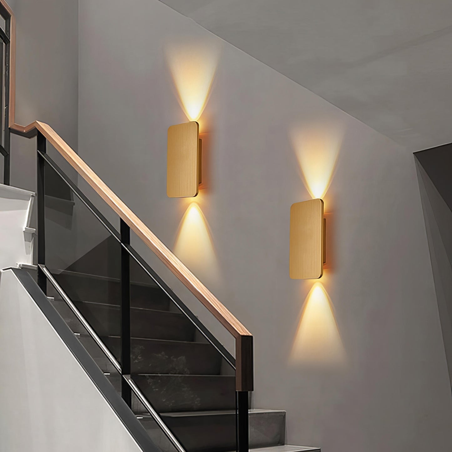 Rechthoekige wandlamp houtlook