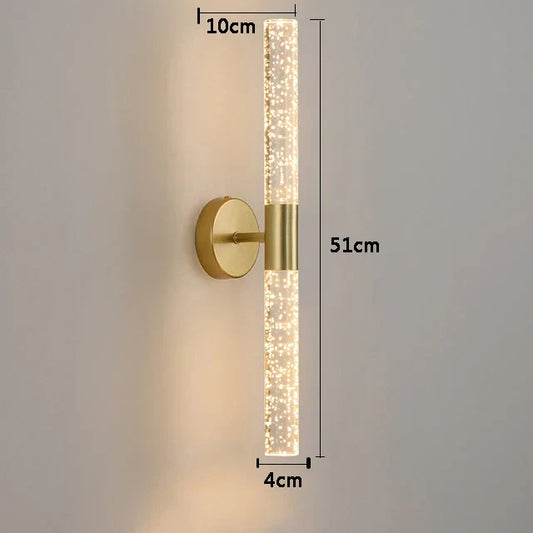 LumiGlas – Luxe LED Wandlamp met Kristal Bubbelstaaf