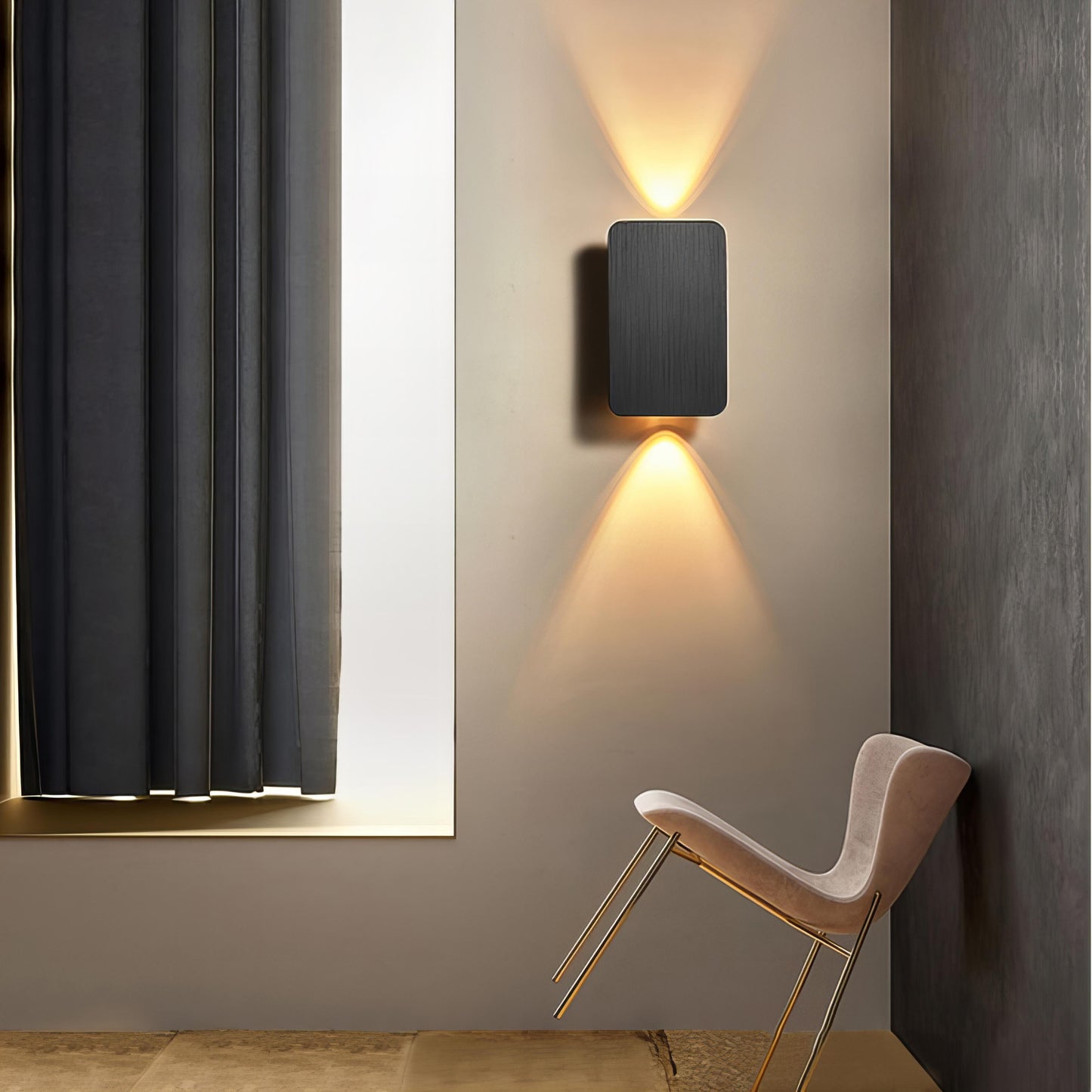 Rechthoekige wandlamp houtlook