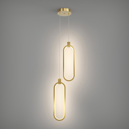 SOLVARÉ Hanglamp | Dubbele Ringen in Goudkleurig Messing | LED Verlichting