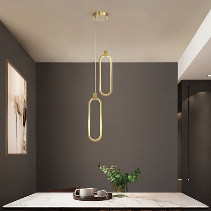 SOLVARÉ Hanglamp | Dubbele Ringen in Goudkleurig Messing | LED Verlichting