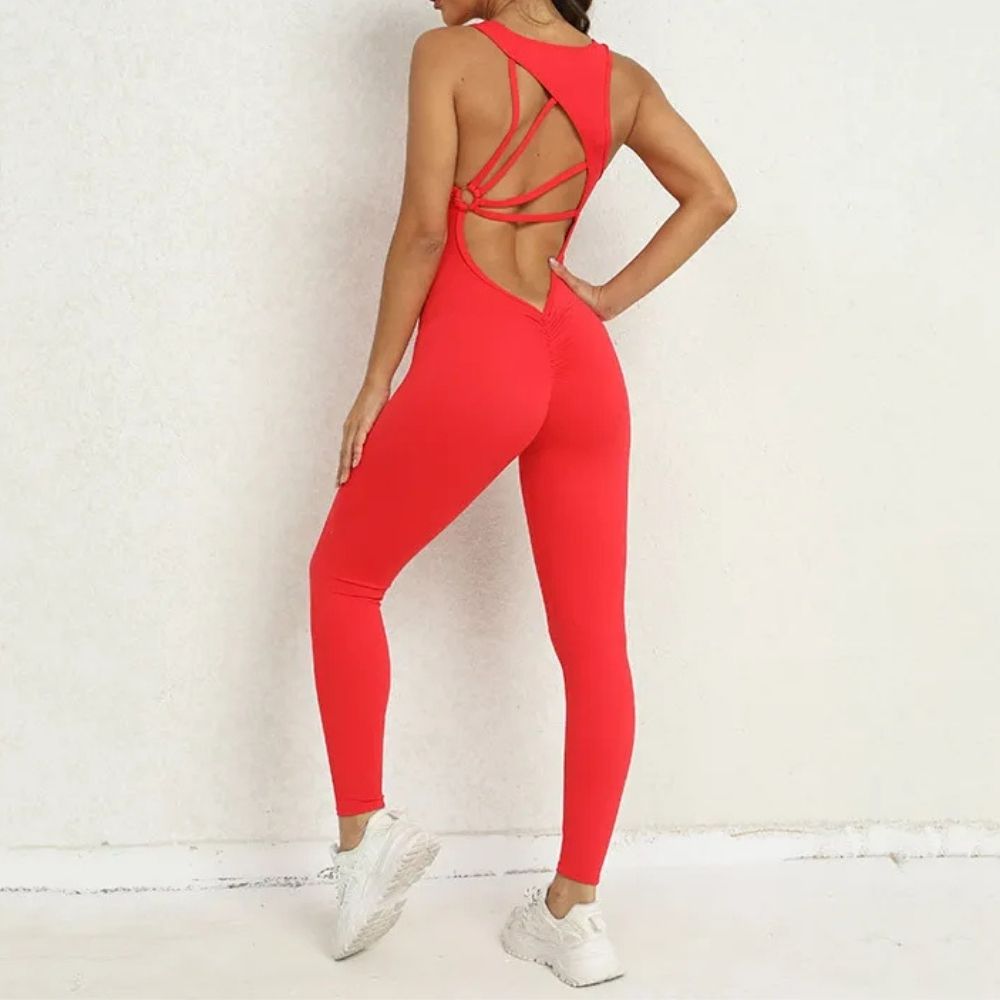 Alessia | Women’s Yoga Jumpsuit – V-Back Sleeveless Stretch Fitness Wear