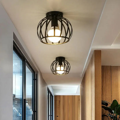Aurub | Industriële Plafondlamp Zwart met Gouden Accenten – Moderne Plafonnière voor Slaapkamer, Gang & Badkamer