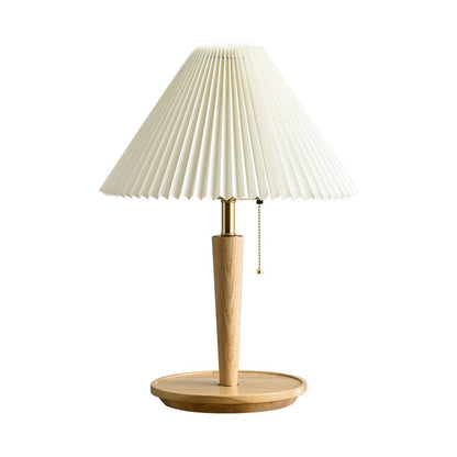 Vintage Geplooide Houten Tafellamp