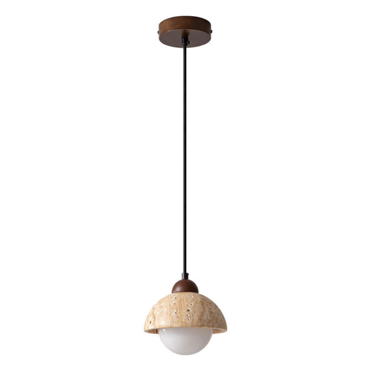MAVORA Hanglamp – Massief Marmer & Walnoothout – Artistiek Design met LED Licht